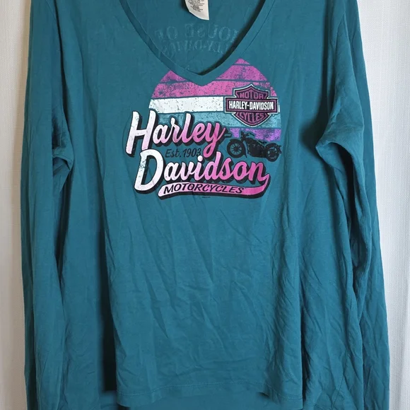 Harley Davidson Motorcycle Womens Long Sleeve Shirt Milwaukee Wisconsin XXL - Picture 1 of 9